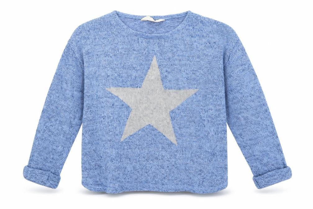 Front view of H&M girls’ blue basic blouse, size 8-9, years