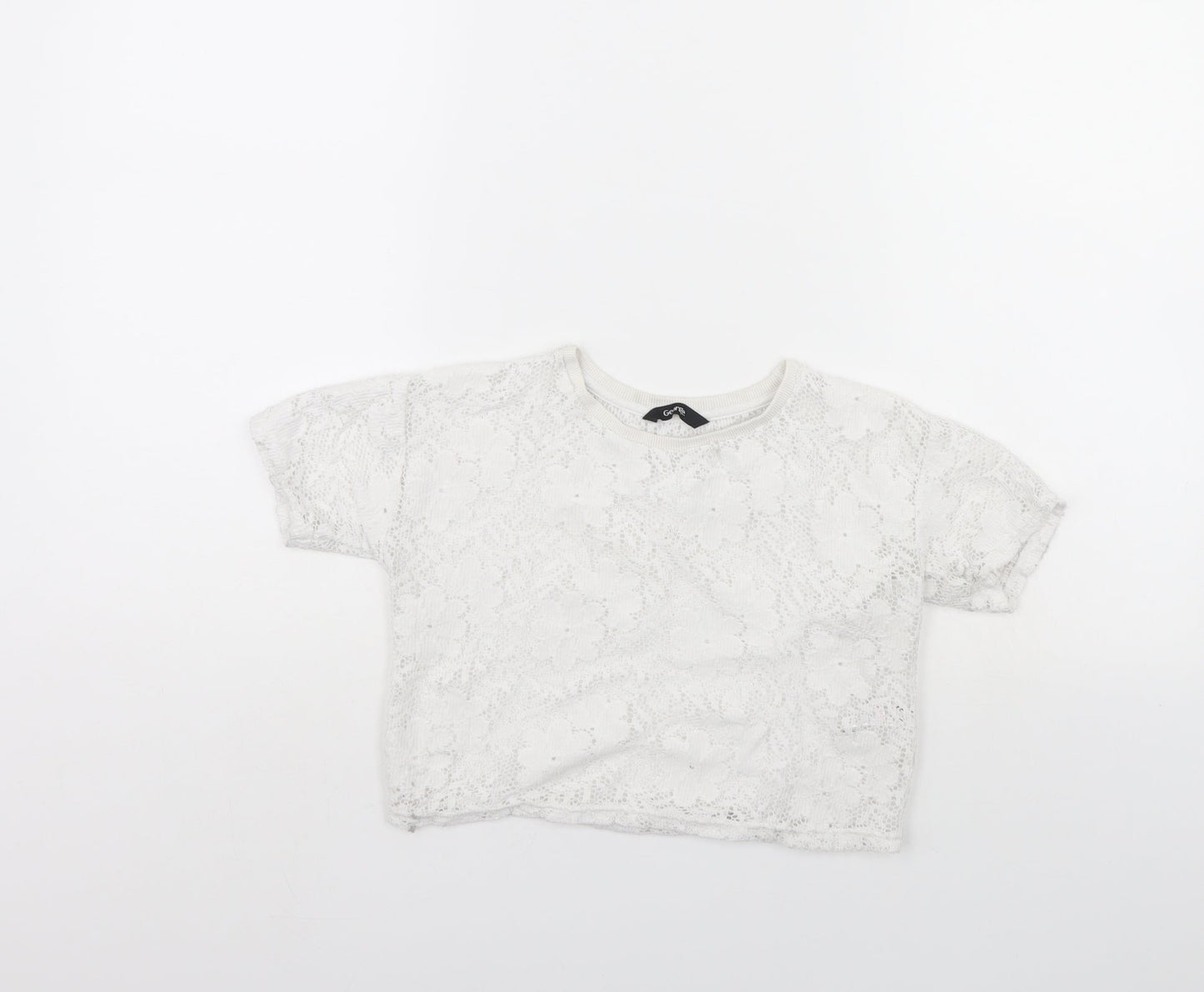 George Girls White   Basic T-Shirt Size 6 Years