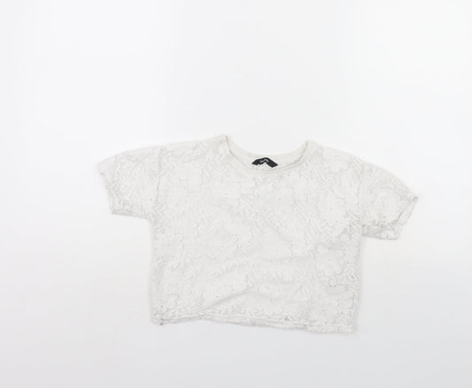 George Girls White   Basic T-Shirt Size 6 Years
