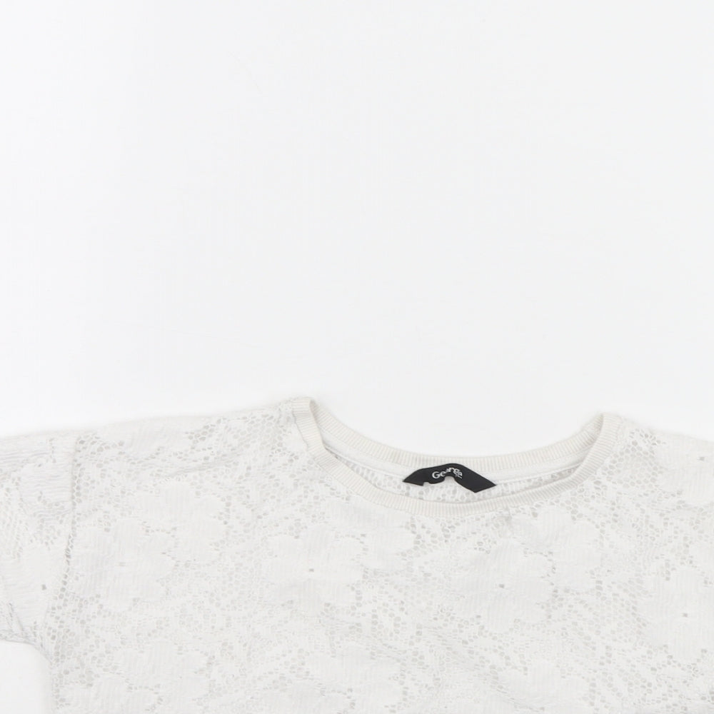 George Girls White   Basic T-Shirt Size 6 Years