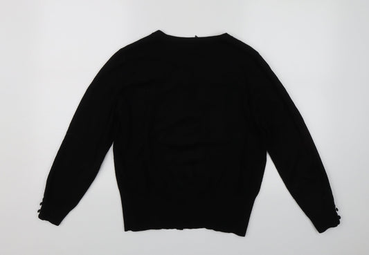 TEXT Womens Black   Cardigan Jumper Size M  - button up