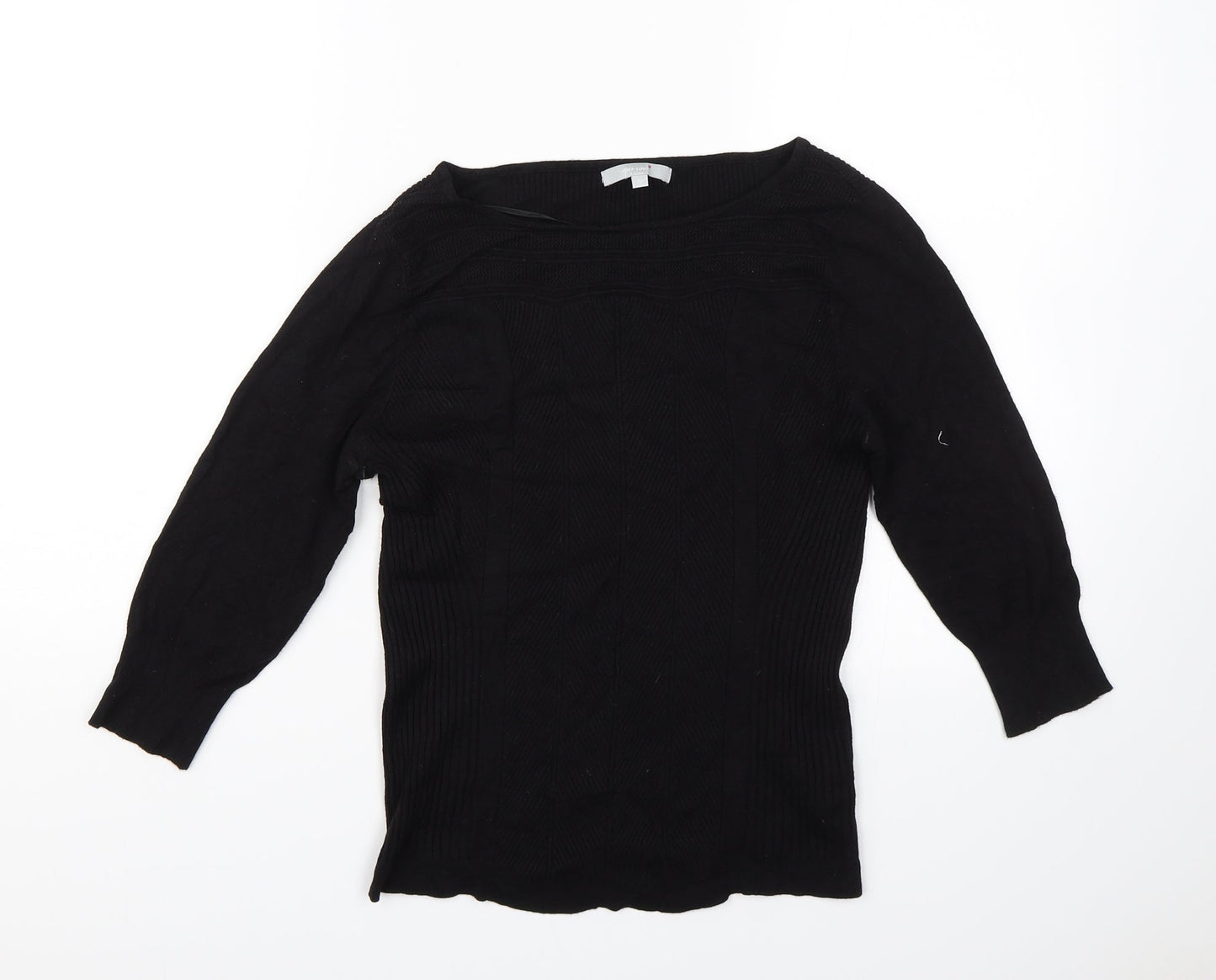 PERANA Womens Black Striped  Basic T-Shirt Size 12