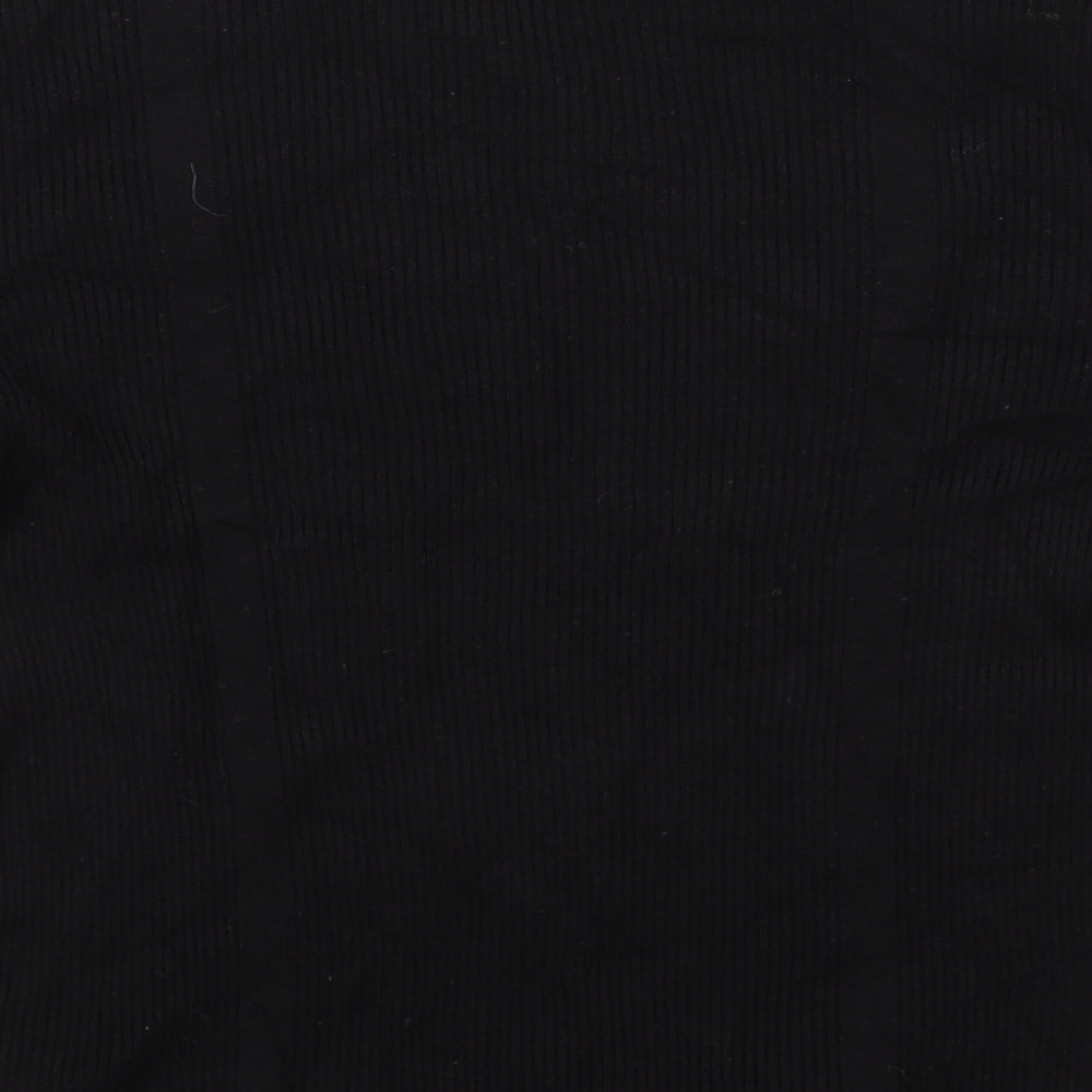 PERANA Womens Black Striped  Basic T-Shirt Size 12