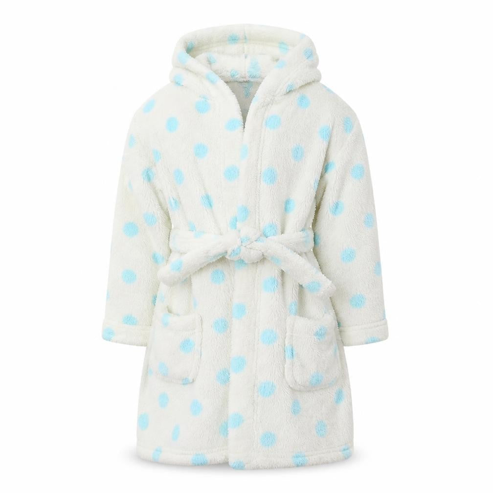 Marks & Spencer Girls White Polka Dot Fleece  Gown Size 5-6 Years