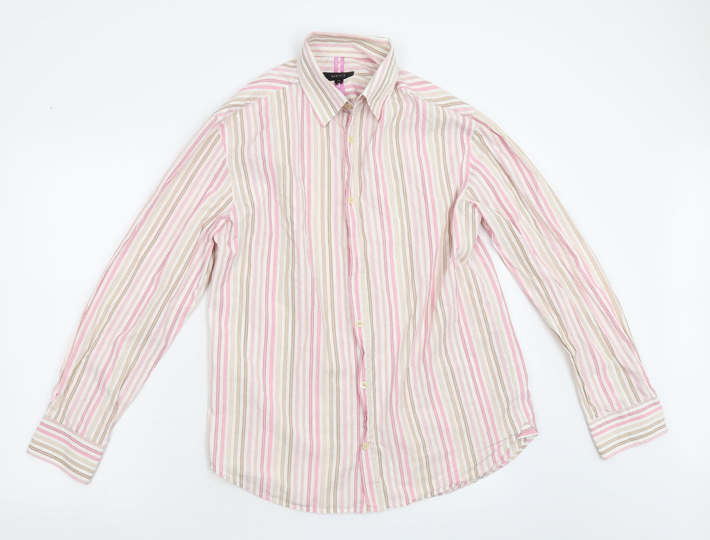 NEXT Mens Pink Striped   Button-Up Size M