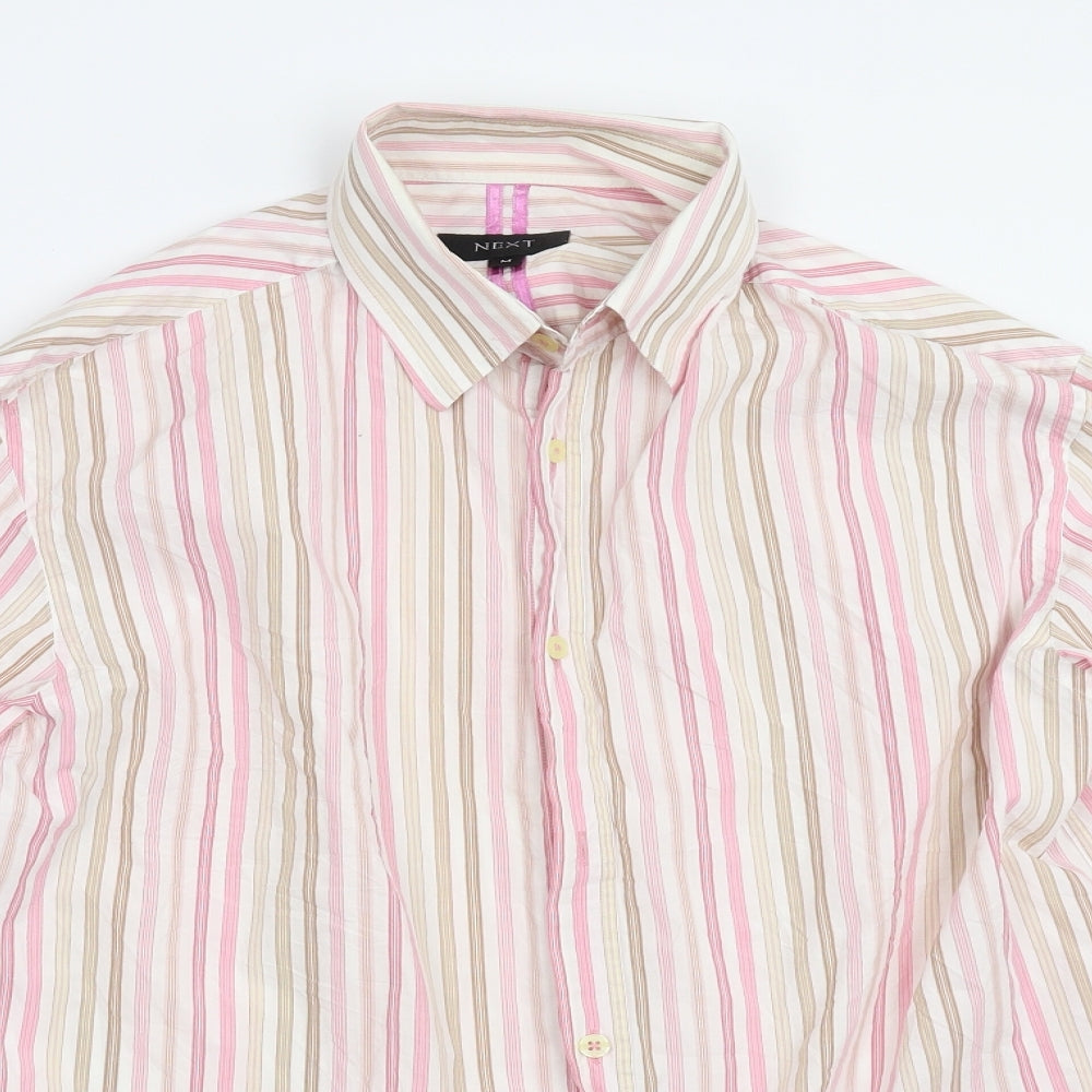 NEXT Mens Pink Striped   Button-Up Size M
