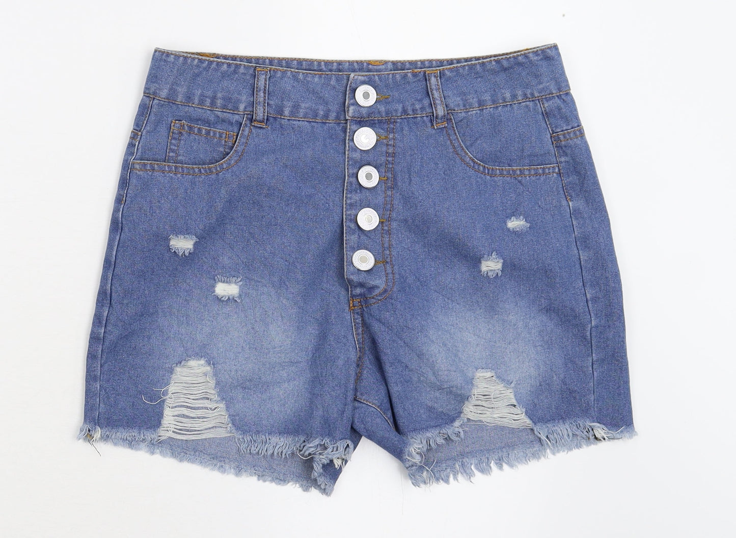 Preworn Womens Blue  Damask Mom Shorts Size 10