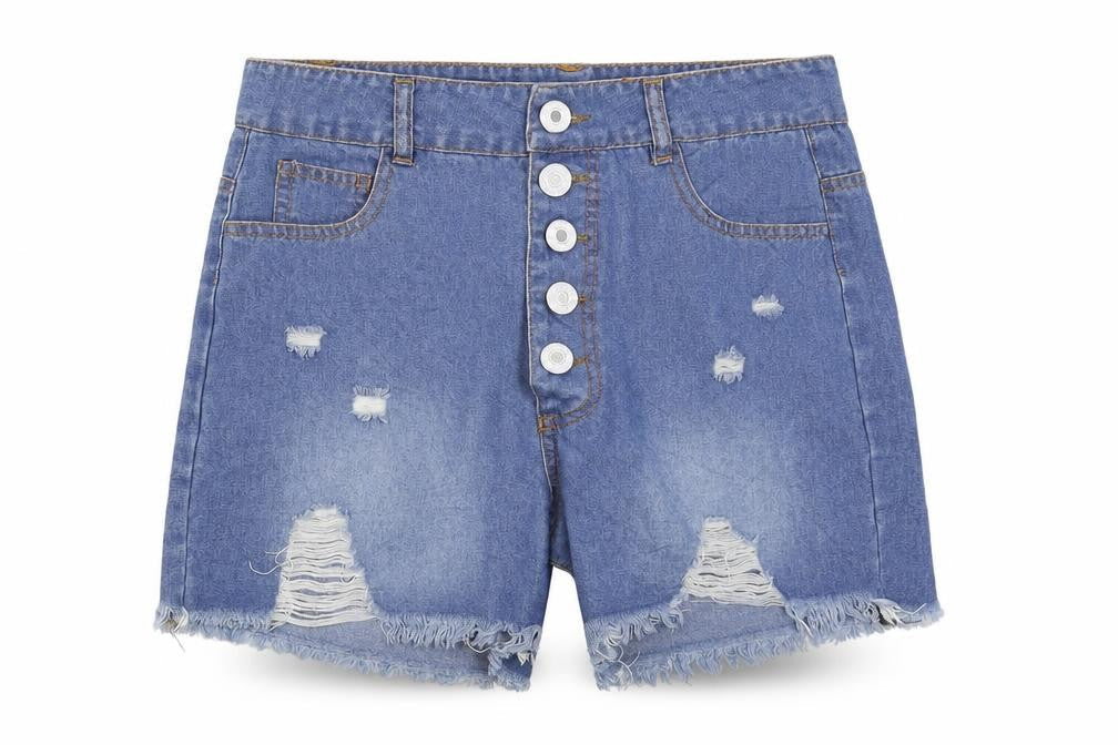 Preworn Womens Blue  Damask Mom Shorts Size 10