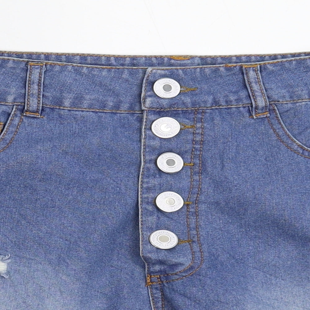 Preworn Womens Blue  Damask Mom Shorts Size 10