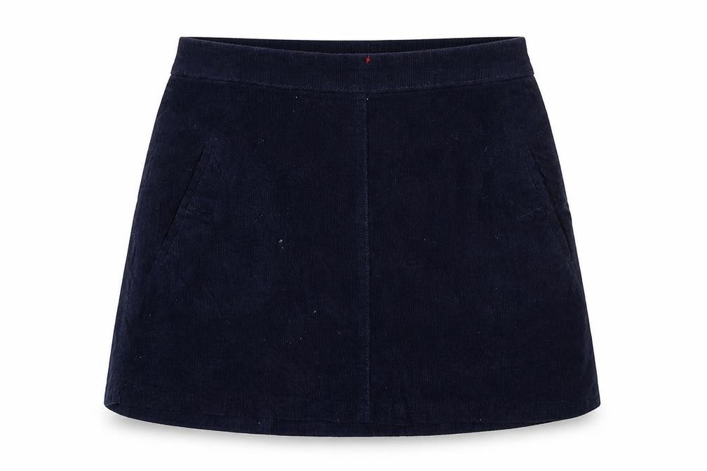 Front view of Cooperative women’s blue corduroy mini skirt, size S