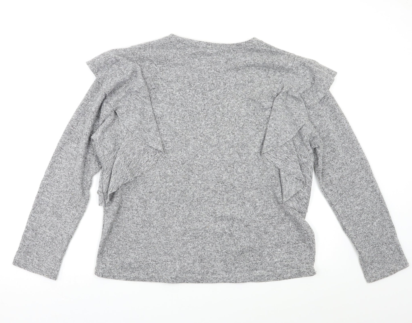 Mango Womens Grey   Pullover Jumper Size S  - Ruffle Detail