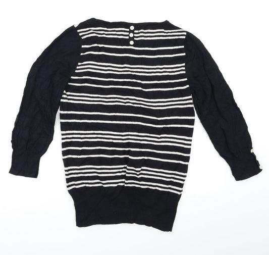 NEXT Womens Black Striped  Pullover Jumper Size 10