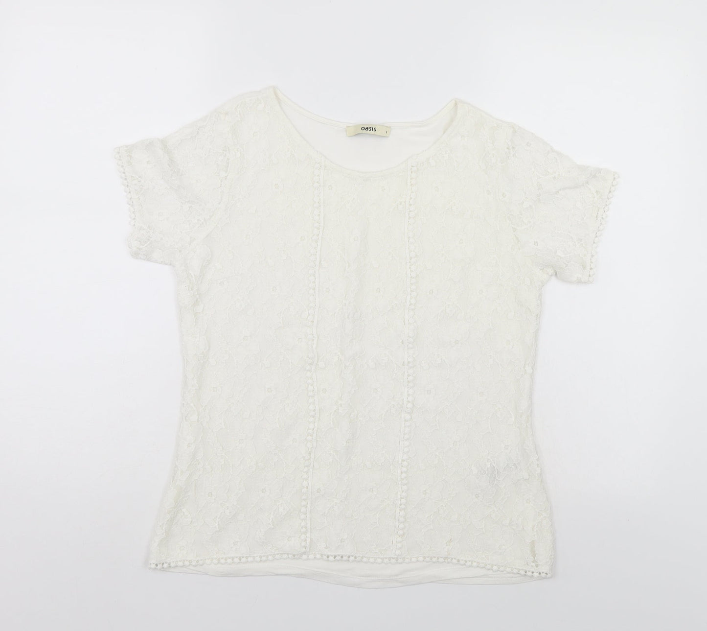 Oasis Womens White Floral  Basic Blouse Size S