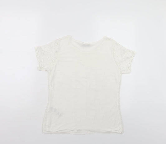 Oasis Womens White Floral  Basic Blouse Size S
