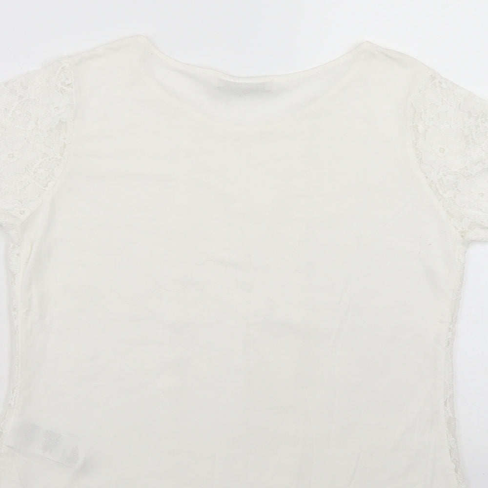 Oasis Womens White Floral  Basic Blouse Size S