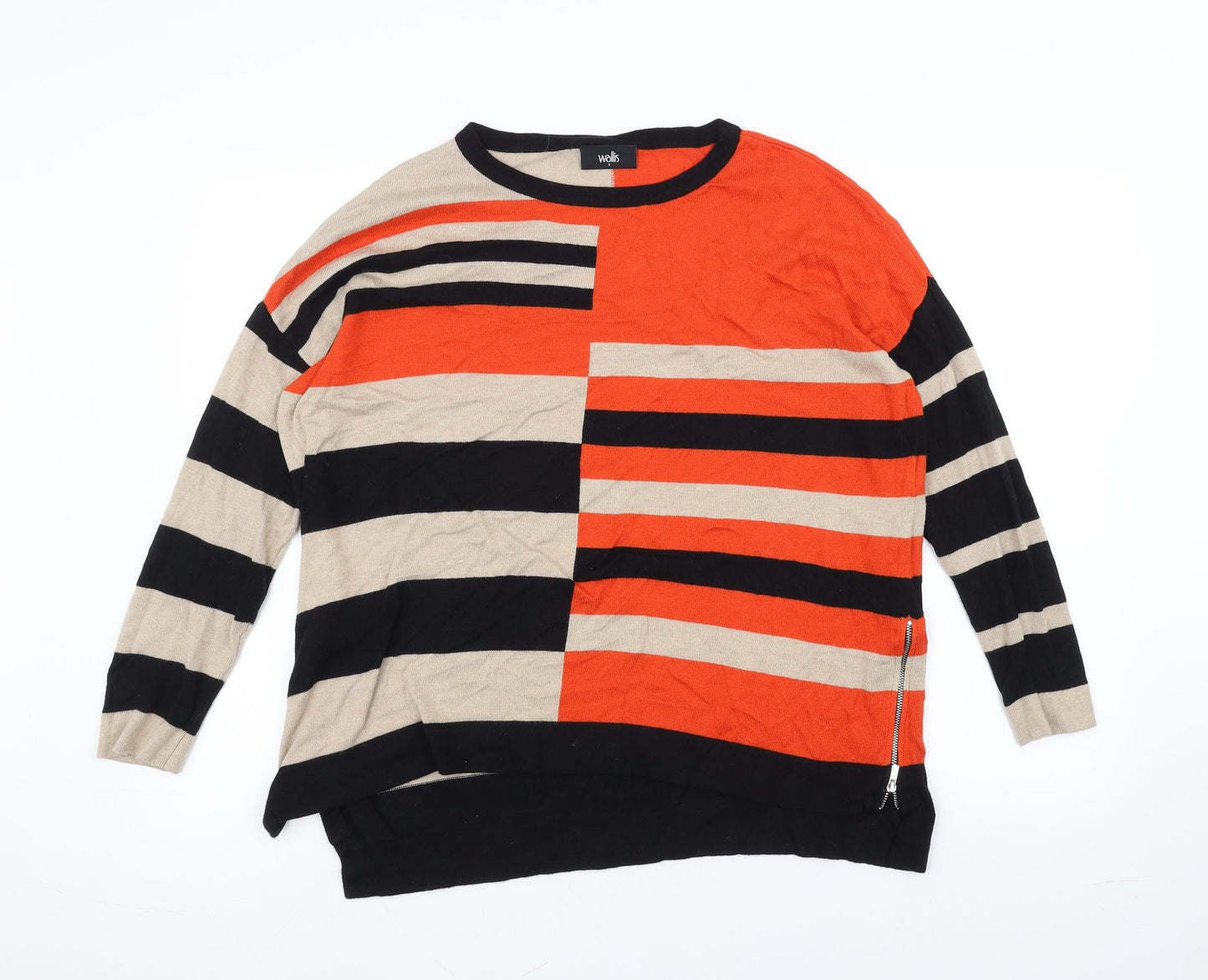 Wallis Womens Brown Striped  Basic T-Shirt Size S