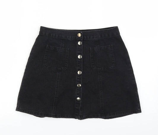 Cooperative Womens Black  Denim A-Line Skirt Size S