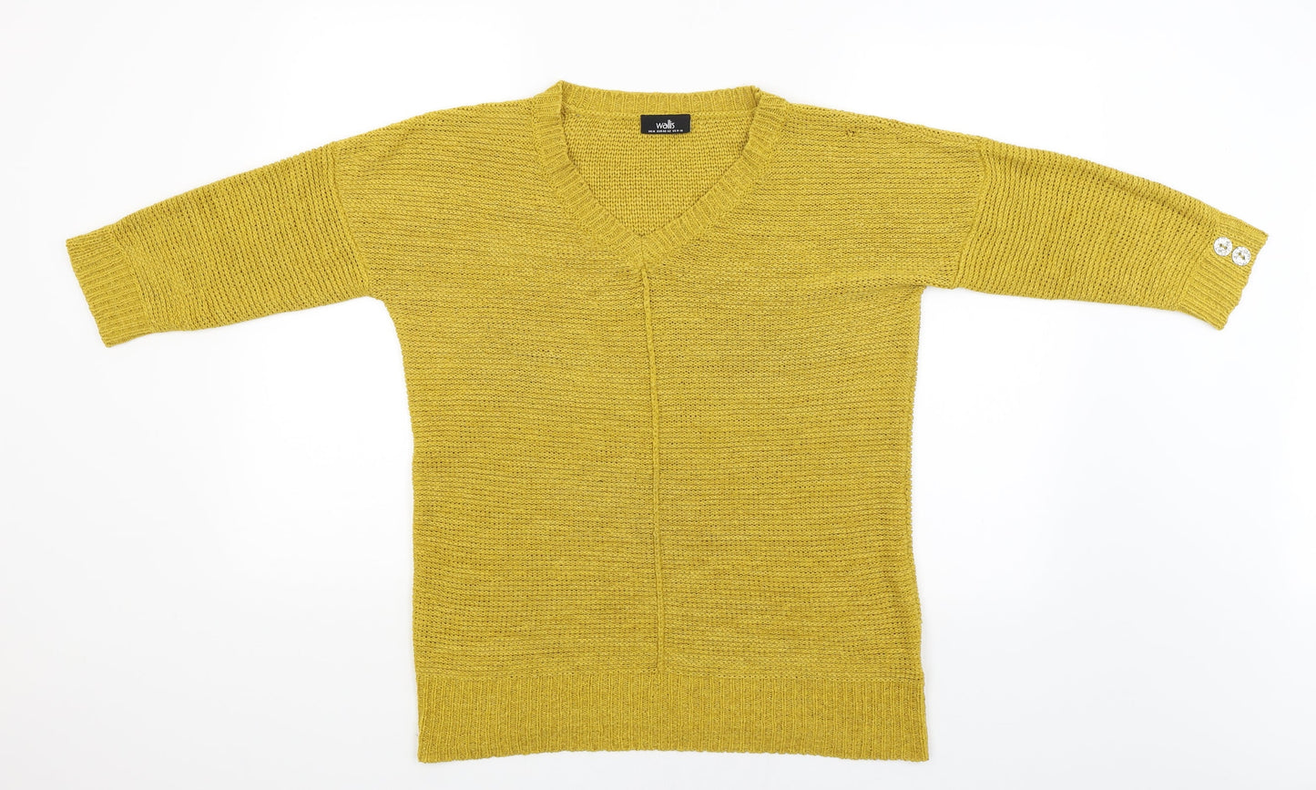 Wallis Womens Yellow   Pullover Jumper Size M