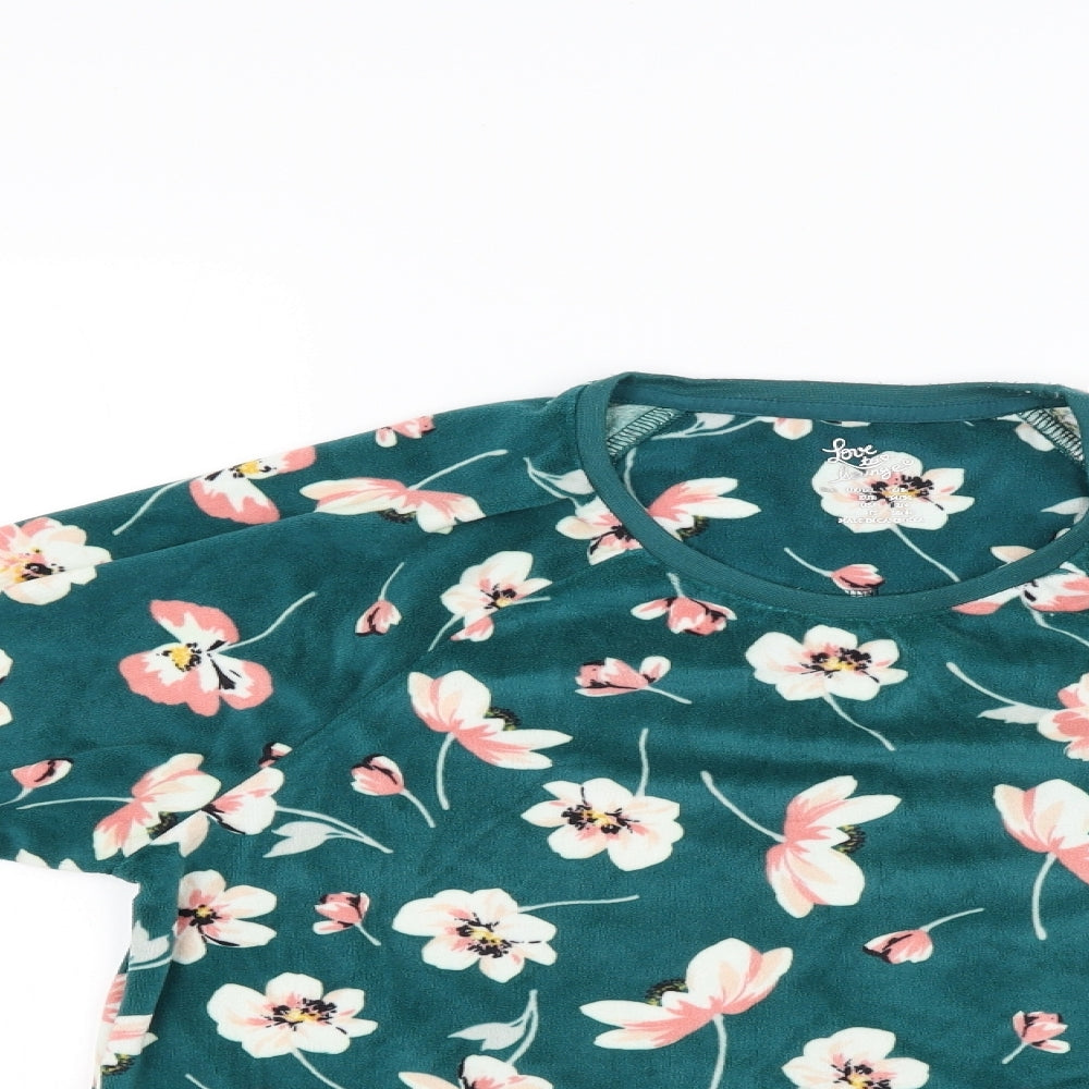 Love To Lounge Womens Green Floral  Pullover Jumper Size 6