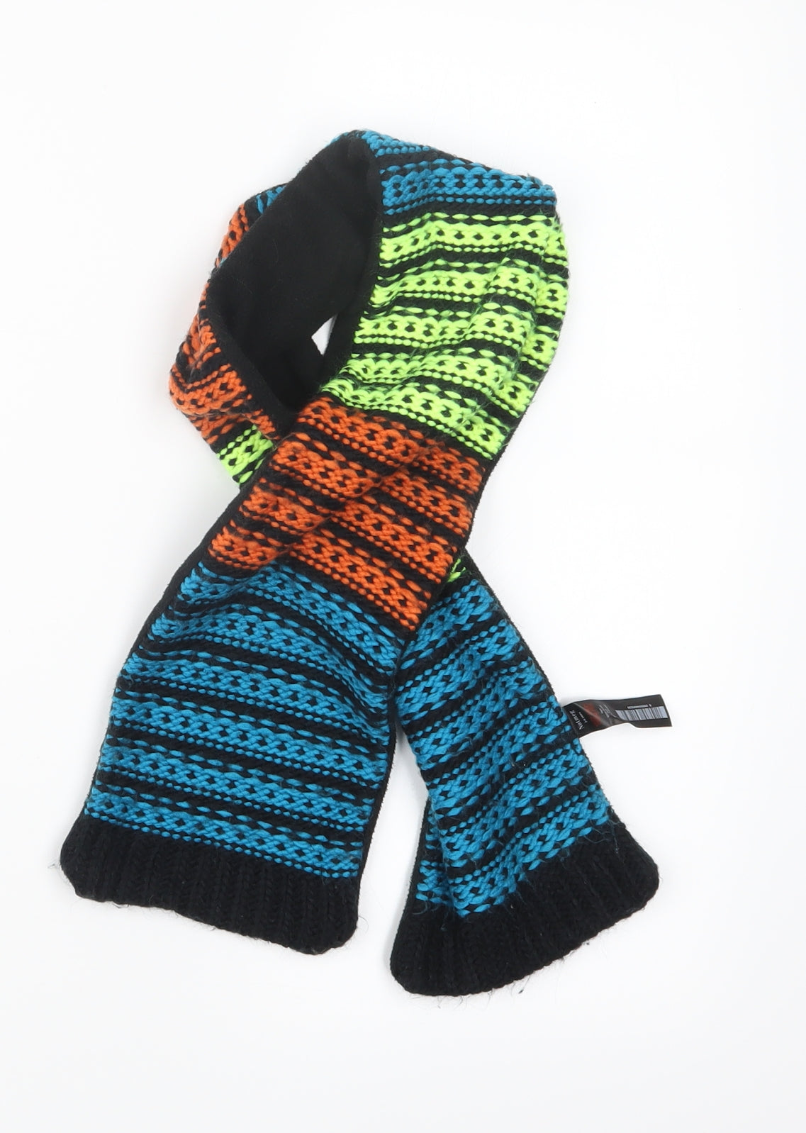 Nutmeg Boys Black Geometric Knit Scarf  One Size