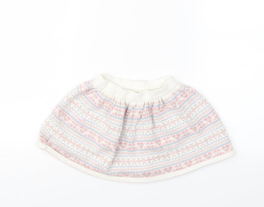 Preworn Girls Pink Geometric Knit A-Line Skirt Size 3-4 Years