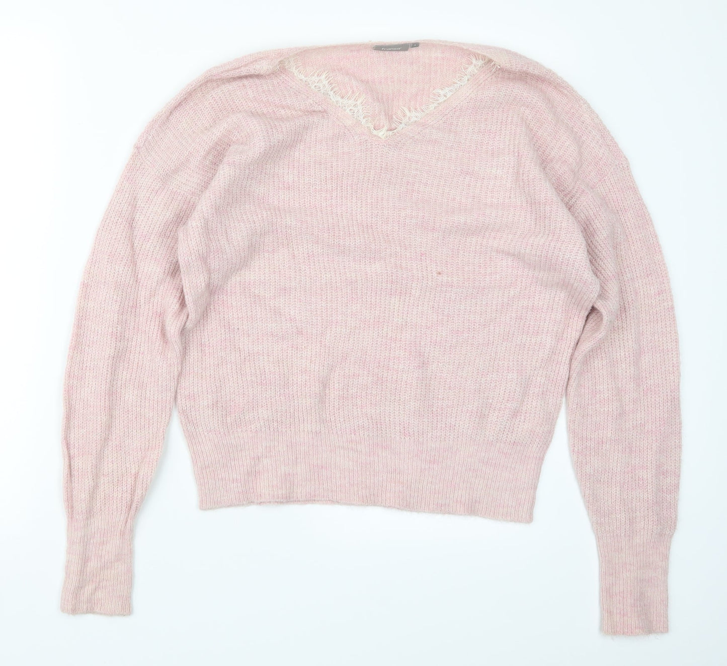 Fransa Womens Pink  Knit Pullover Jumper Size S