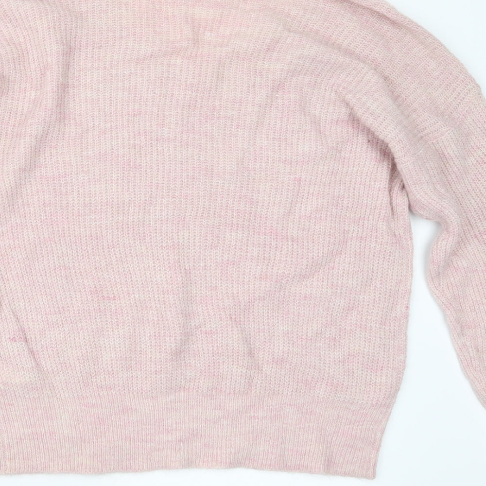 Fransa Womens Pink  Knit Pullover Jumper Size S