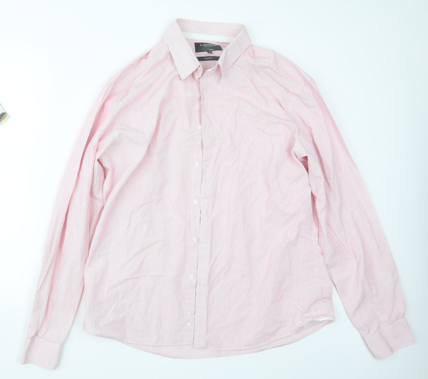 Limited Collection Mens Pink Striped   Button-Up Size 17.5