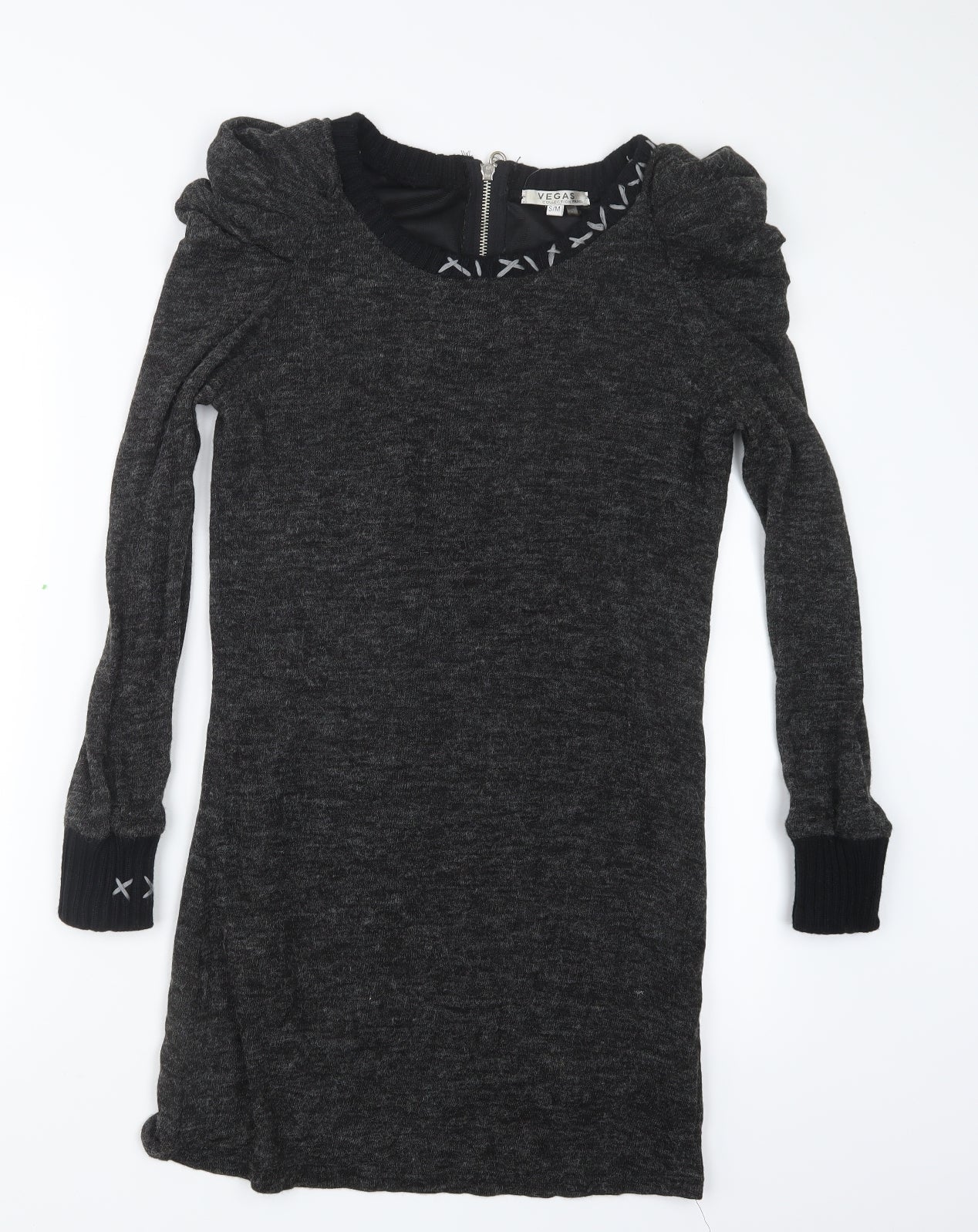 Vegas Womens Black  Knit Pullover Jumper Size S
