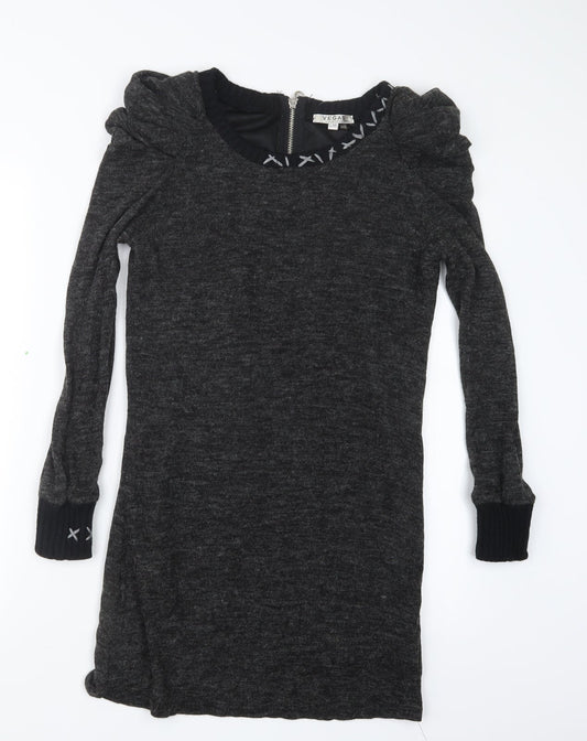 Vegas Womens Black  Knit Pullover Jumper Size S