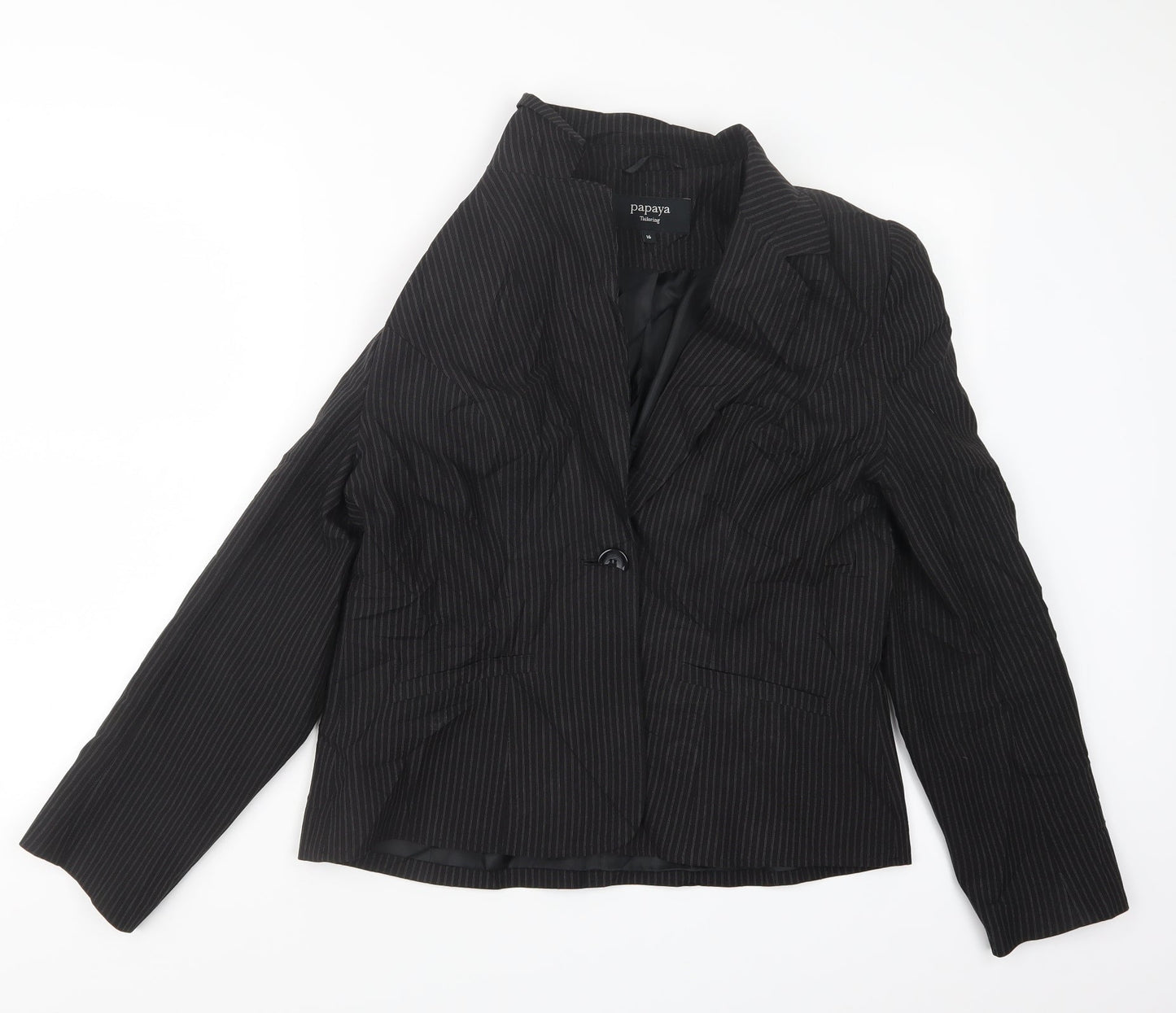 Papaya Womens Black Striped  Jacket Blazer Size 16