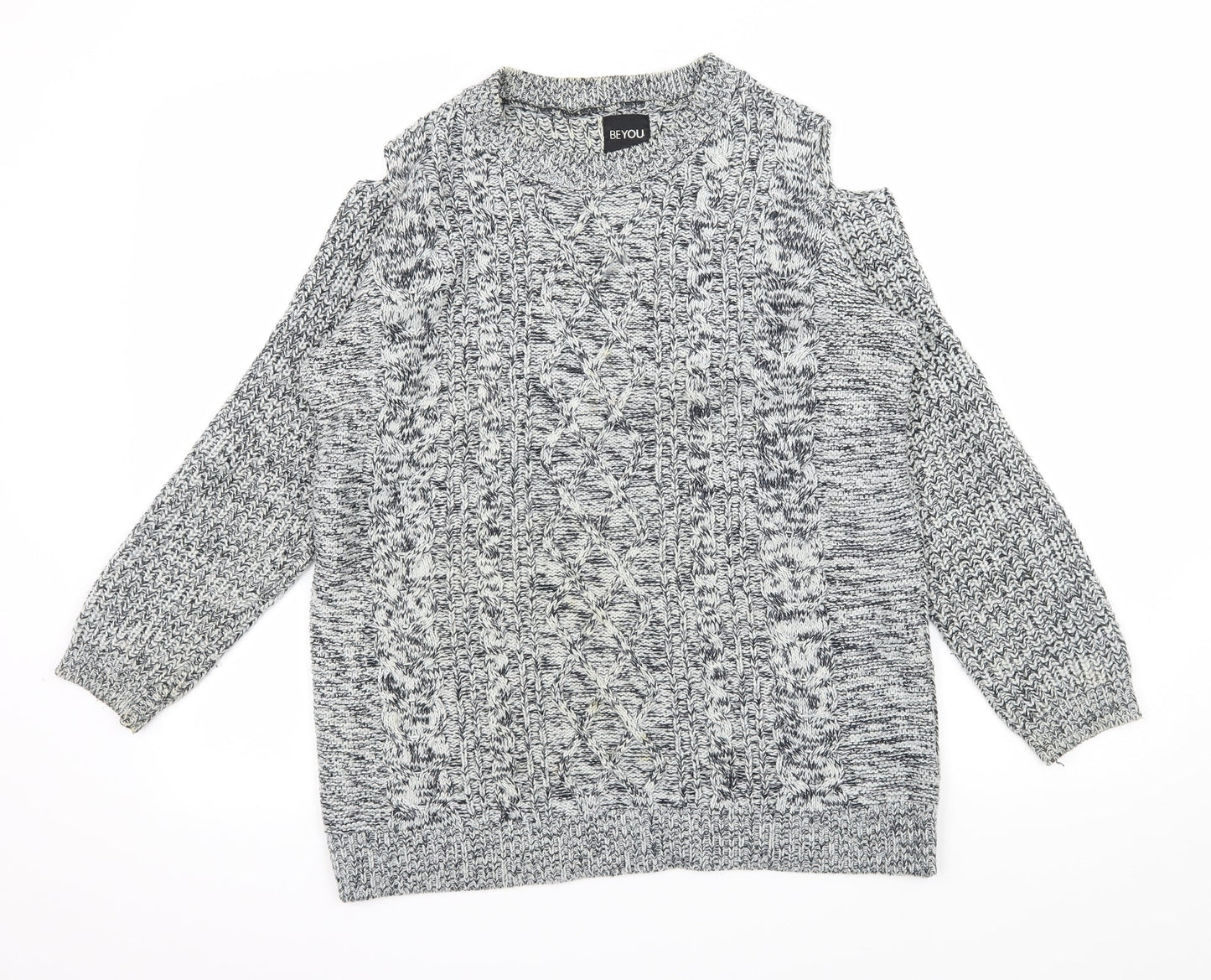 BeYou Womens Grey  Knit Pullover Jumper Size 12  - Cut Out Shoulder