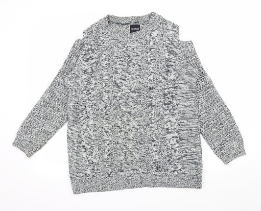 BeYou Womens Grey  Knit Pullover Jumper Size 12  - Cut Out Shoulder