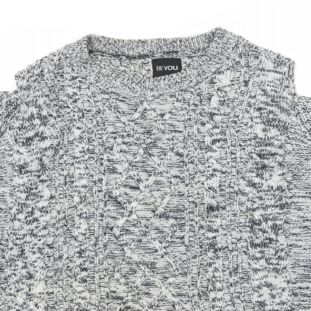 BeYou Womens Grey  Knit Pullover Jumper Size 12  - Cut Out Shoulder