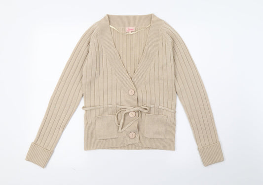 Lime Womens Beige  Knit Cardigan Jumper Size S