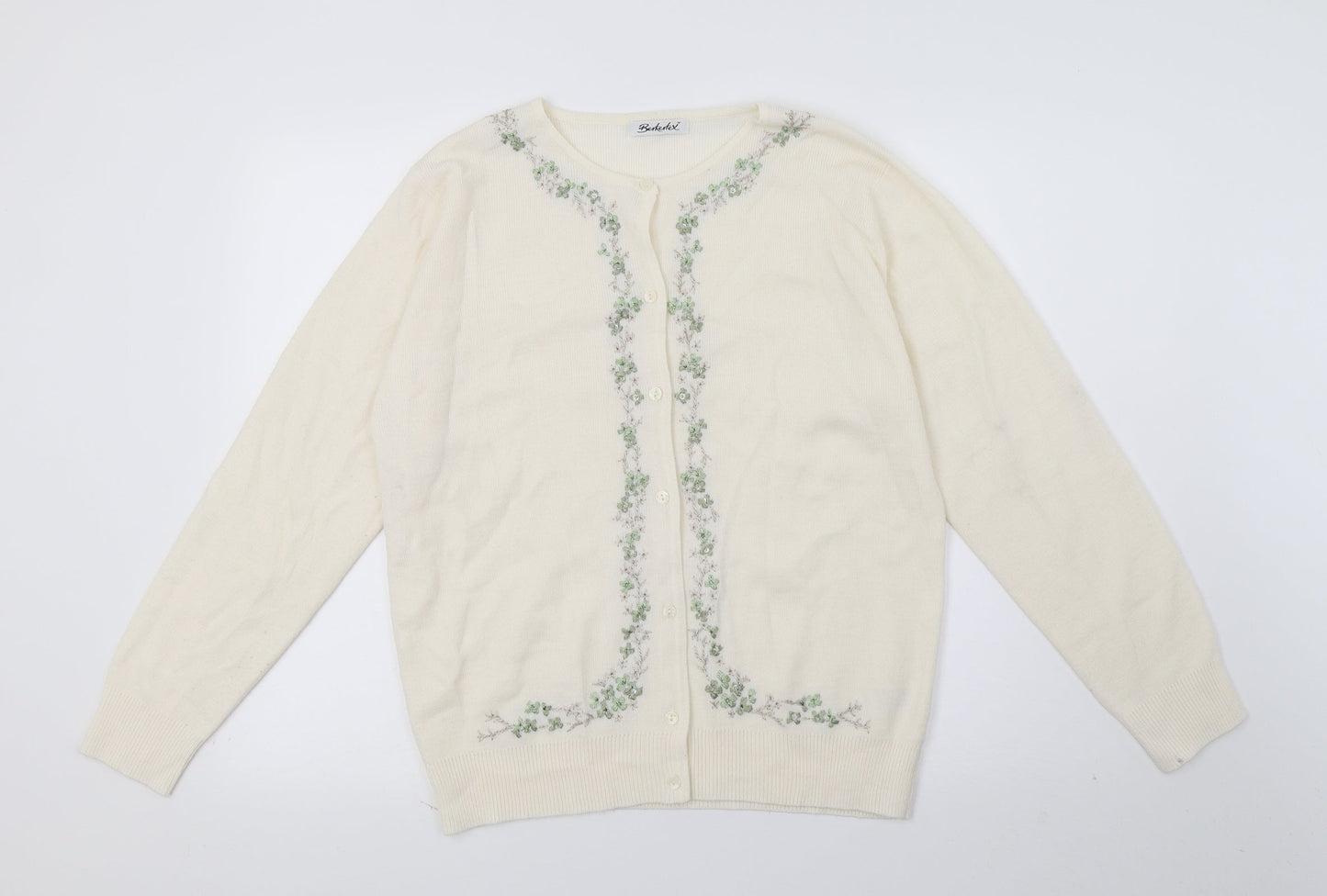 Berkertex Womens Ivory Floral Knit Cape Jumper Size 10