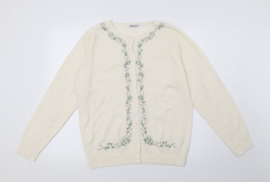 Berkertex Womens Ivory Floral Knit Cape Jumper Size 10