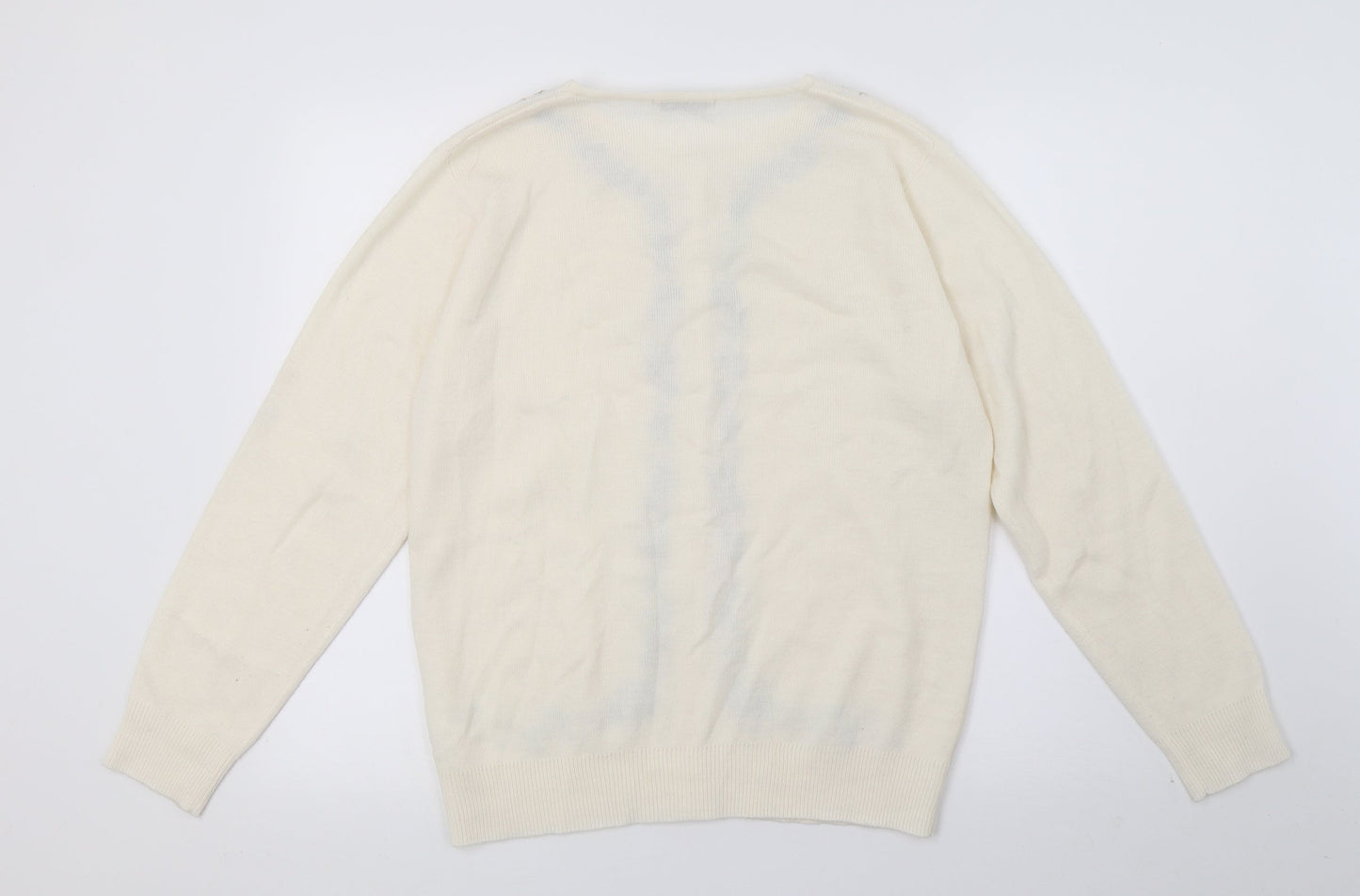 Berkertex Womens Ivory Floral Knit Cape Jumper Size 10