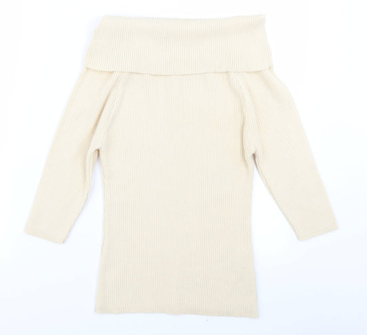 R Womens Ivory  Knit Pullover Jumper Size 10