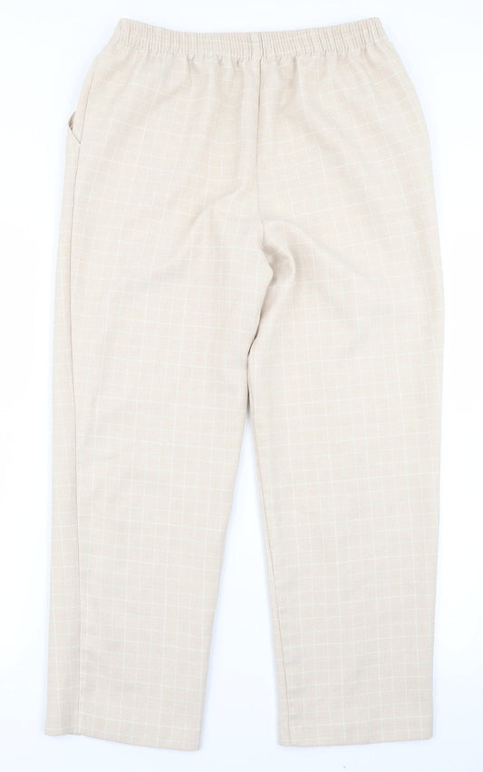 Marks & Spencer Womens Beige Plaid  Trousers  Size 12 L24 in