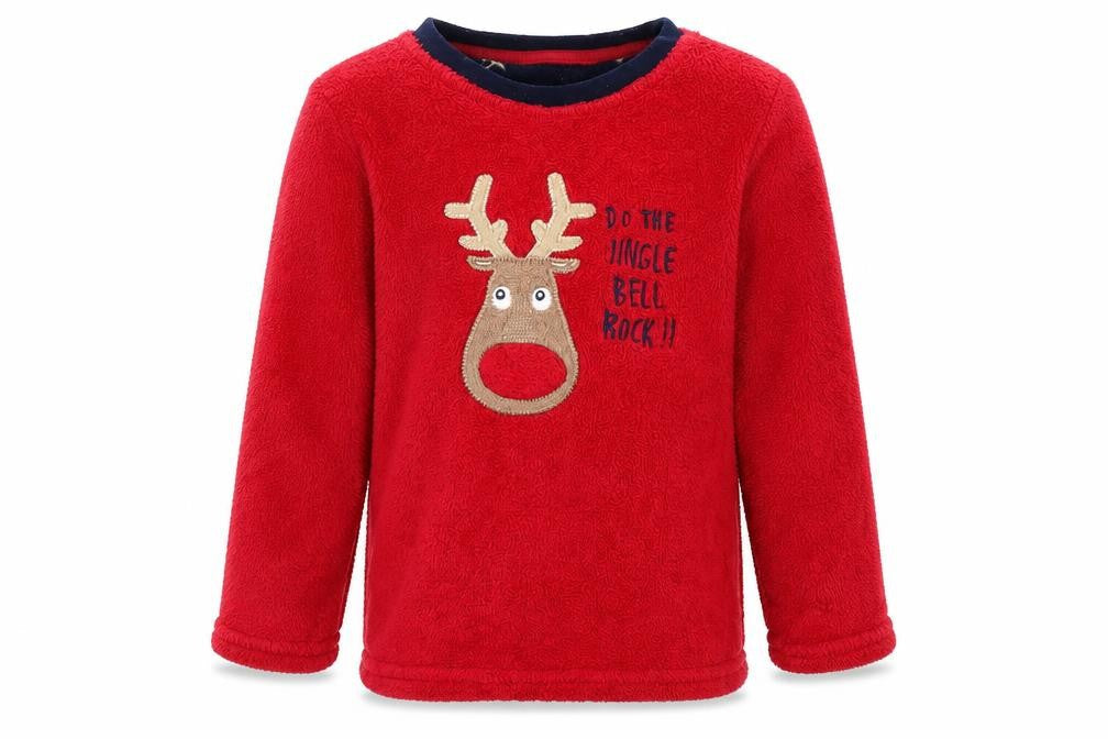Rebel Boys Red Colourblock   Pyjama Top Size 5-6 Years  - Christmas Jumper