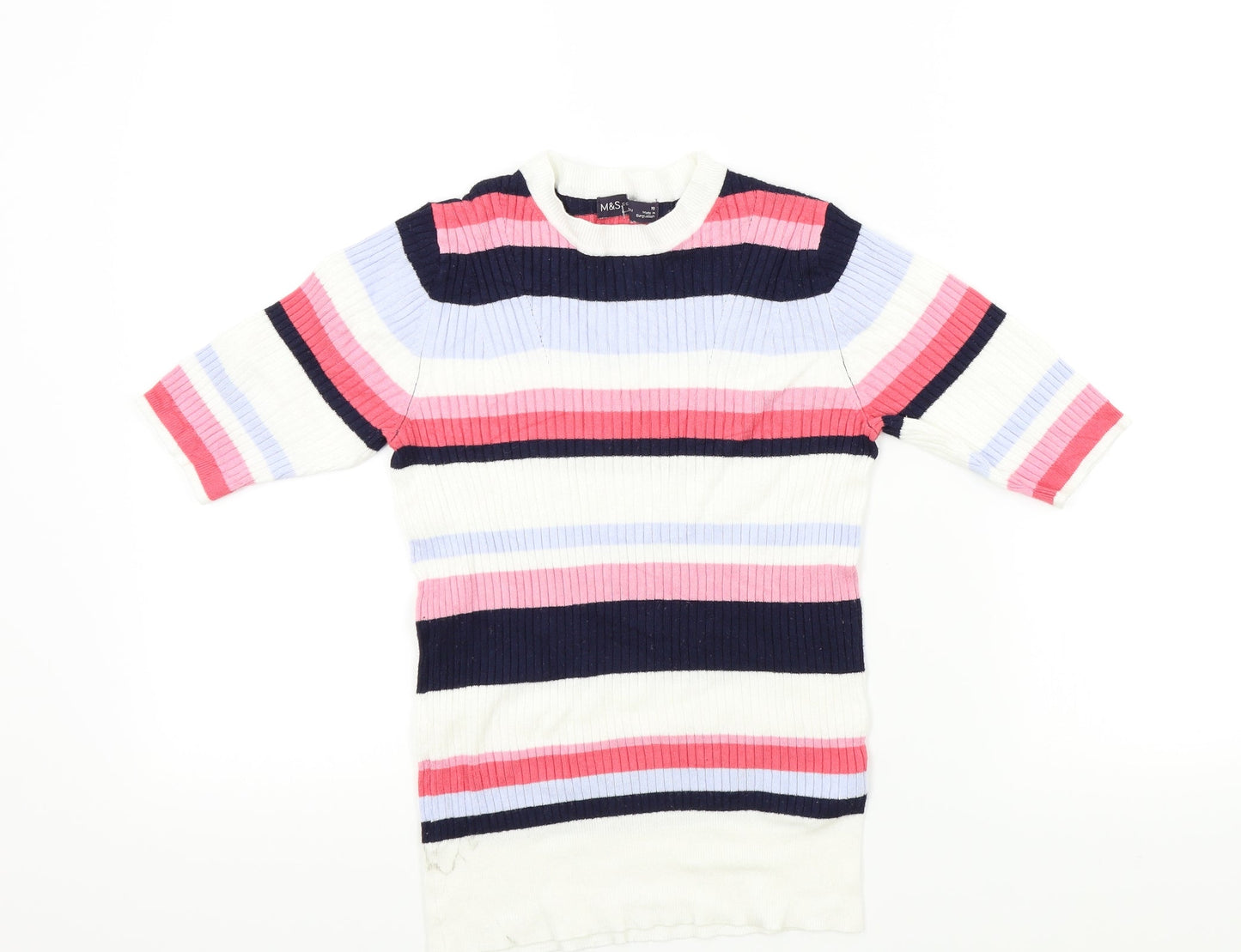 M&S Womens Multicoloured Striped  Pullover Jumper Size 10
