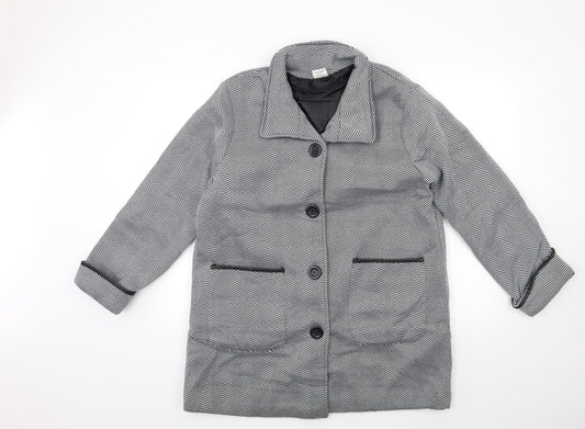 Anne De Lancay Womens Grey Striped  Jacket Coat Size 20