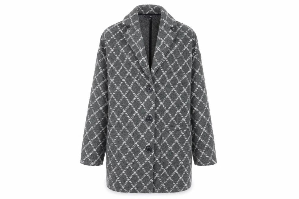 Next Womens Grey Check  Overcoat Coat Size M