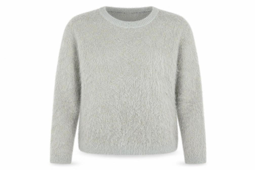 Front view of Papaya women’s grey knit jumper, size M