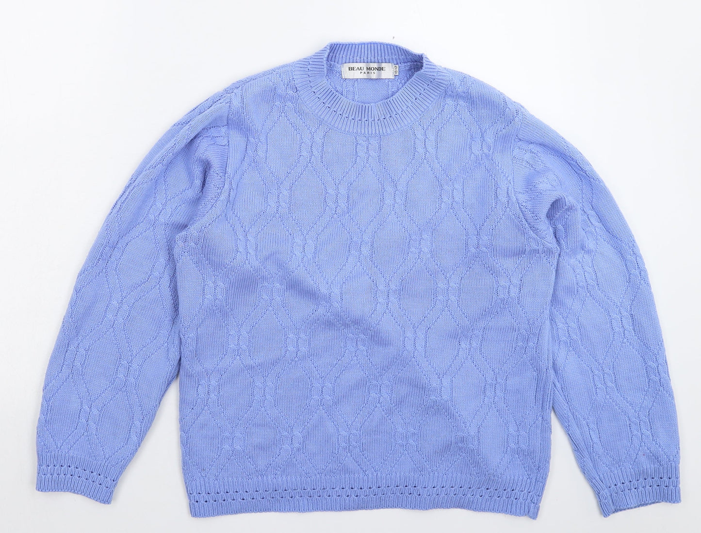 Beau Monde Womens Blue  Knit Pullover Jumper Size 12