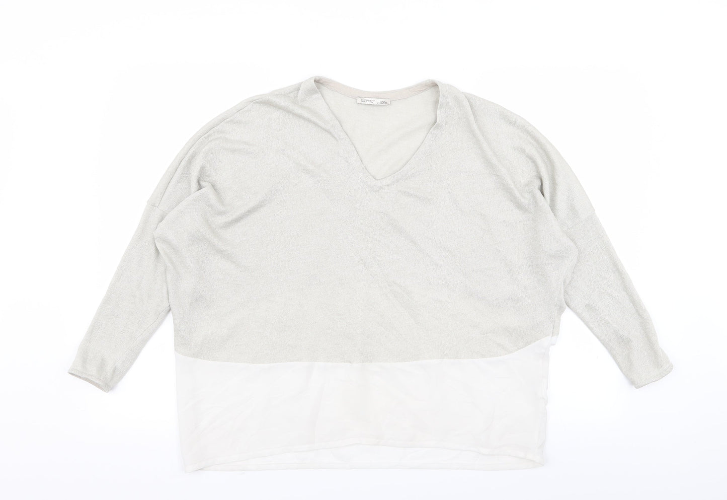 Zara Womens Ivory   Basic T-Shirt Size 12