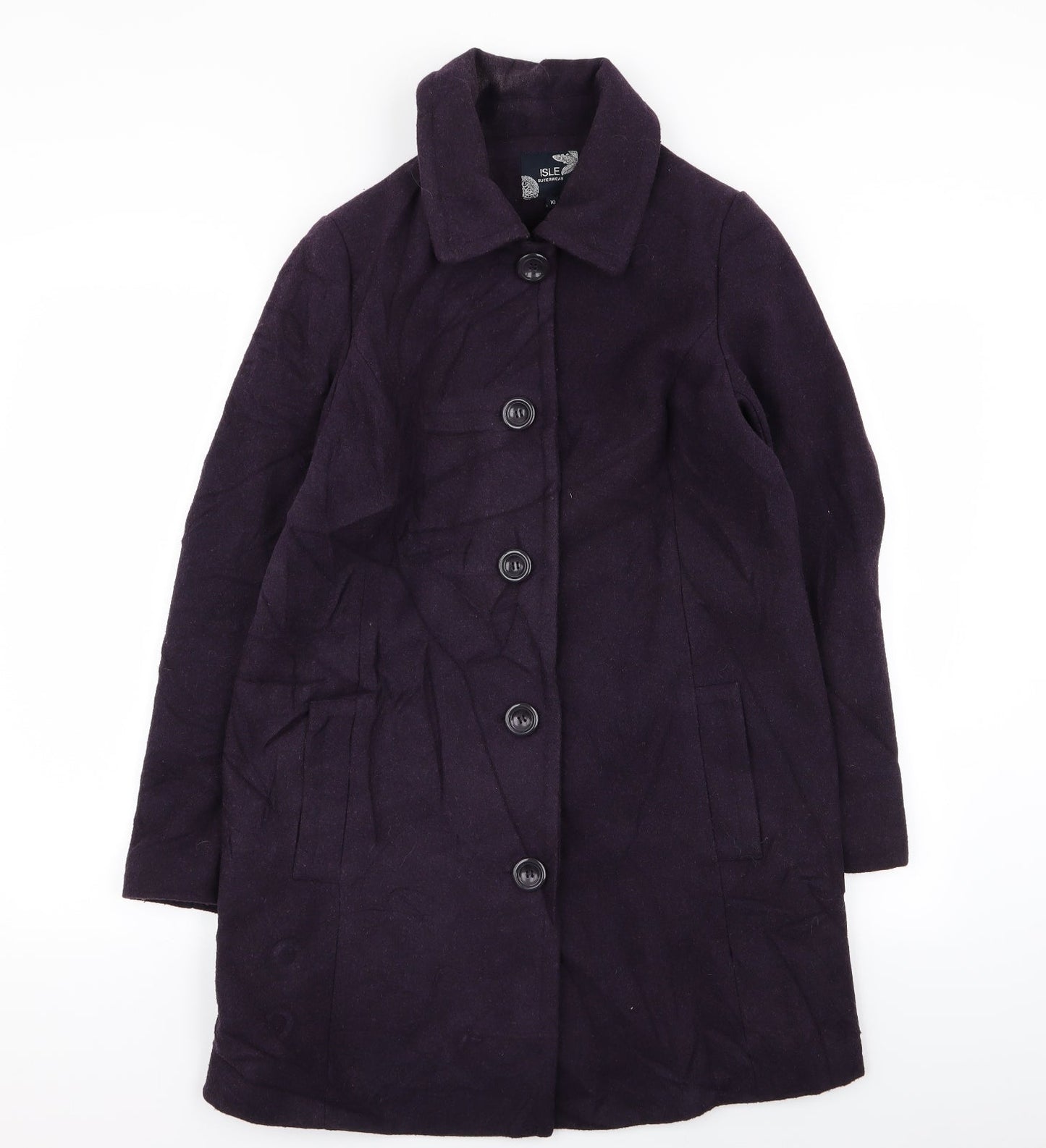 isle Womens Purple   Overcoat Coat Size 10