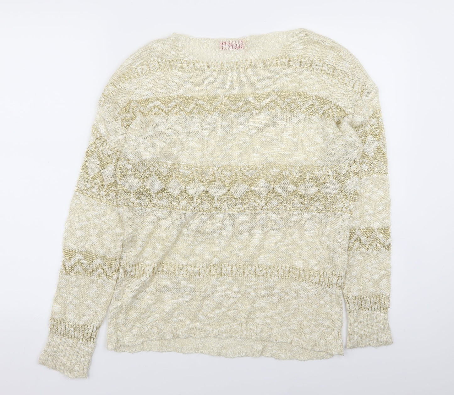Krisp Womens Gold Striped  Pullover Jumper Size S