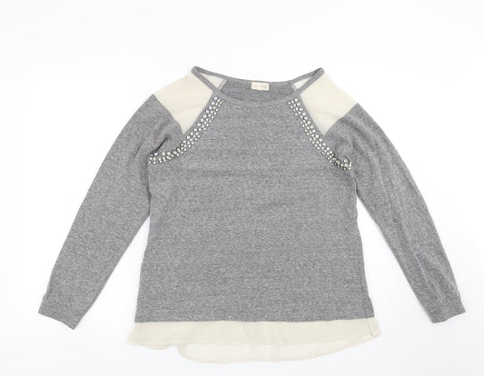 Maison Jules Womens Grey   Pullover Jumper Size M  - beaded